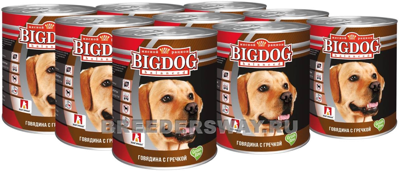 BIG DOG Говядина с гречкой ж/б 850гр