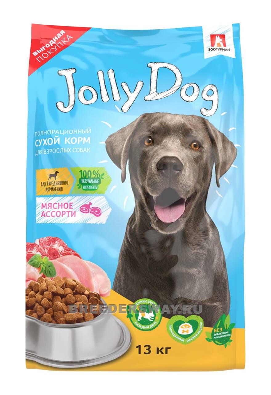 13кг JollyDog для собак премиум мясное ассорти